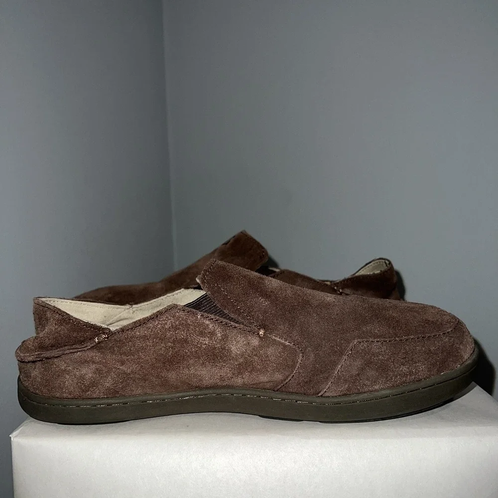 OluKai Nohea Suede Leather Brown Slip On Loafers Mens Size 8 10177-4848